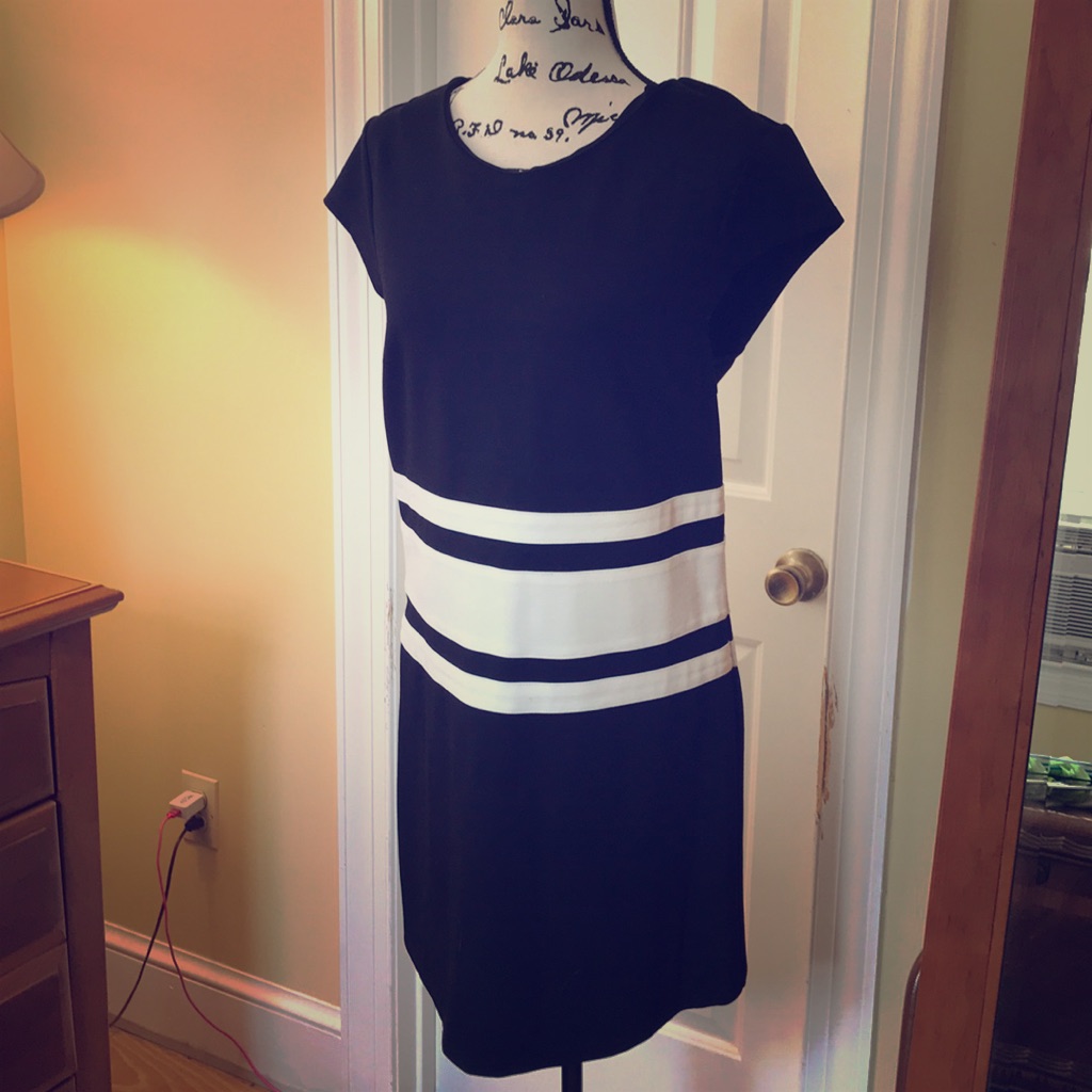 Julie Brown Capped Sleeved Black And White Dress.